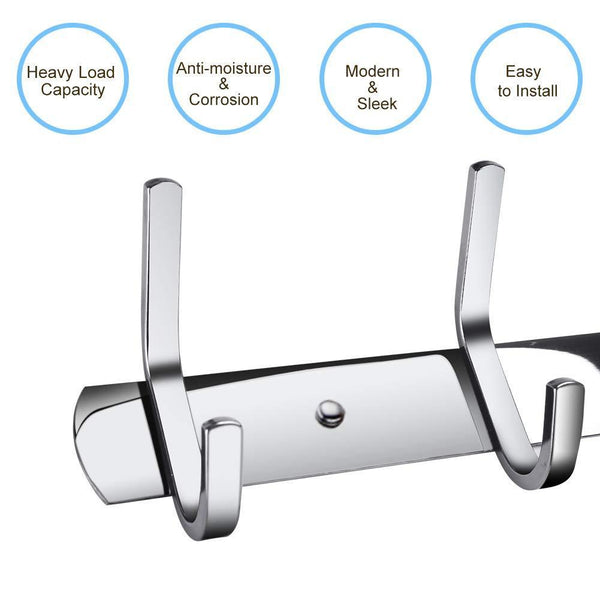 Discover homaid wall mounted hook rail 14 stainless steel hook rack with 5 dual hanger hooks pack of 2