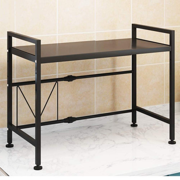 Discover whifea microwave oven rack expandable and width adjustable microwave shelf 2 tier kitchen counter shelf and organizer with 3 hooks carbon steel 55lbs weight capacity matte black