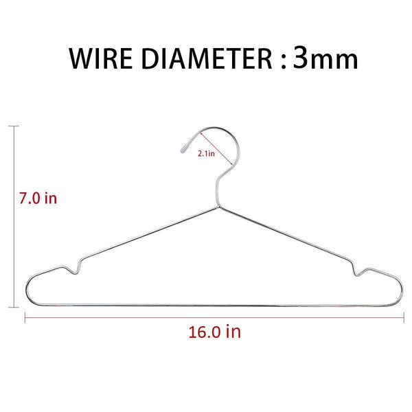 TUXWANG Metal Hangers, 40 Pack Stainless Steel Strong Wire Clothes Hangers-16.5 Inch, Silvery