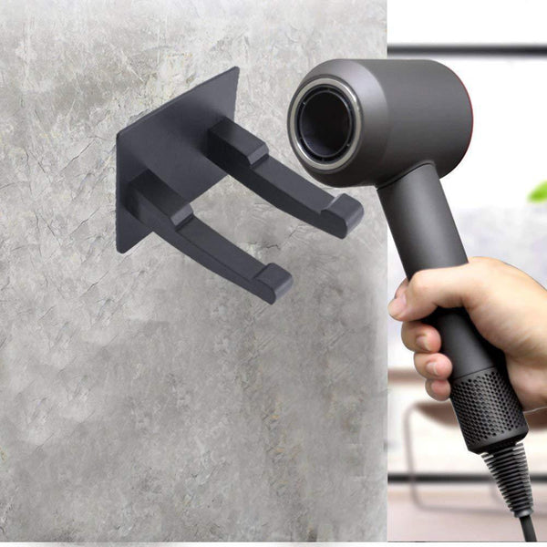 Home hair dryer holder for dyson supersonic hair dryer waterproof bathroom wall mount storage organizer rack hanger holder stainless steel power plug holder with 3m self adhesive hooks