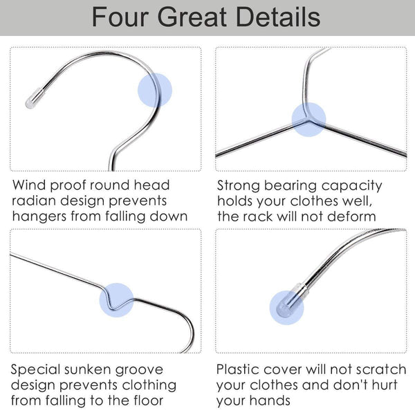TUXWANG Metal Hangers, 40 Pack Stainless Steel Strong Wire Clothes Hangers-16.5 Inch, Silvery