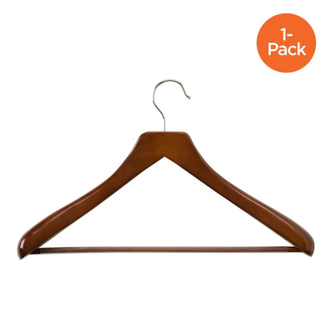 1-Pack Curved Wood Suit Hanger, Cherry