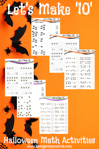 Halloween 'Let's Make Ten’ Math Worksheets