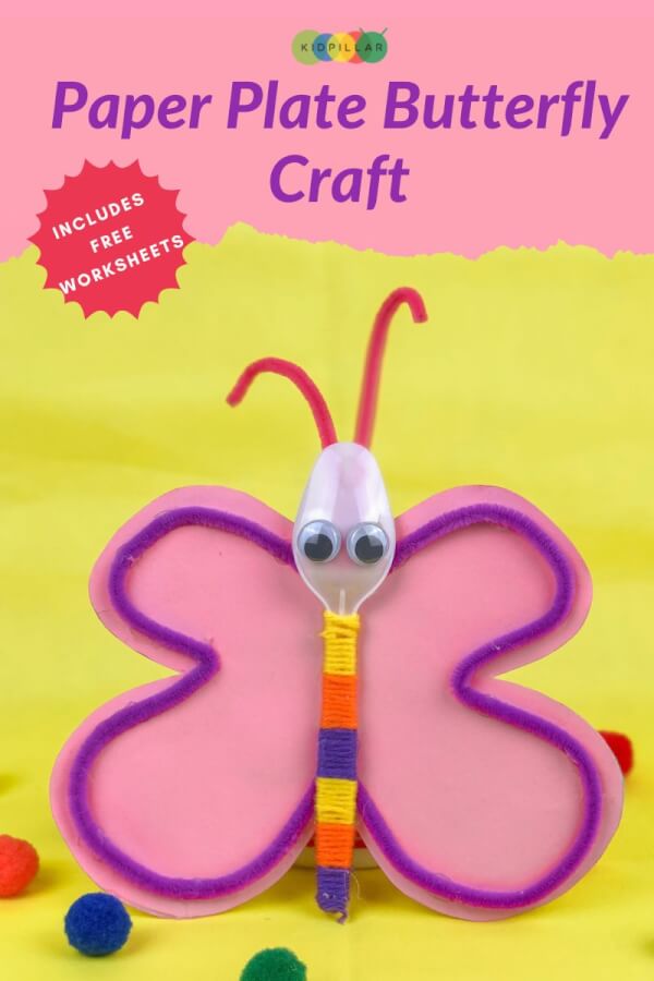 Paper Plate Butterfly Craft For Kids (Includes FREE Worksheets)