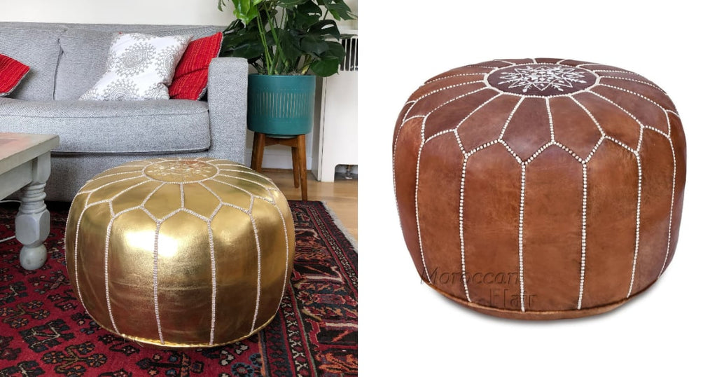My Moroccan Pouf Looks Like an Expensive Flea Market Find, but It’s Only $170 on Amazon!