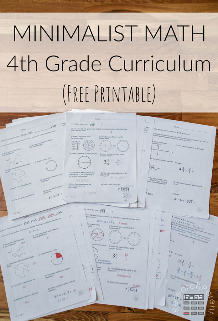 Fourth Grade Minimalist Math Curriculum