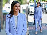 Queen Letizia of Spain stuns in recycled trouser suit