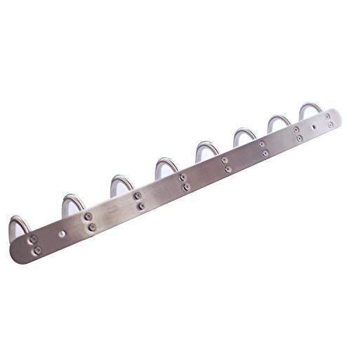 Budget coat hook rack with 8 round hooks premium modern wall mounted ultra durable with solid steel construction brushed stainless steel finish super easy installation rust and water proof