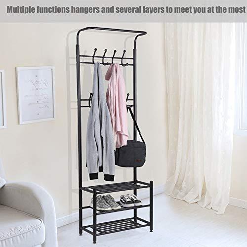 Buy now moorecastle multi purpose entryway shoes storage organizer hall tree bench with coat rack hooks clothes stand perfect home furniture
