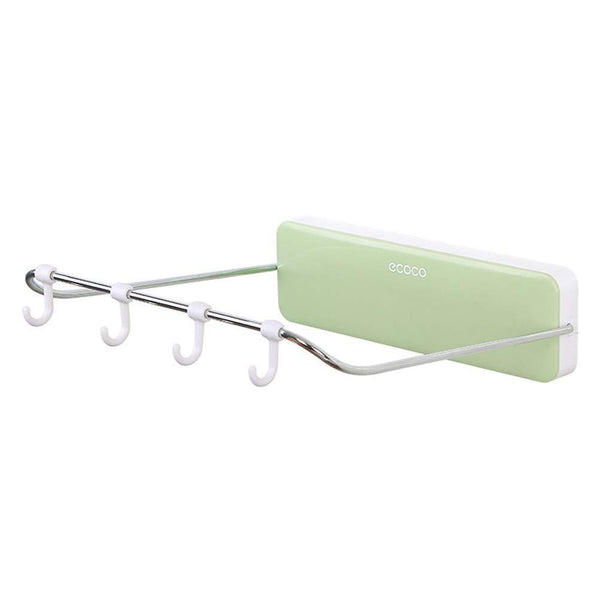 Get ounona automatic rebound bathroom wash basin storage rack foldable dish pan brush towel shelf hanger with 4 hooks green