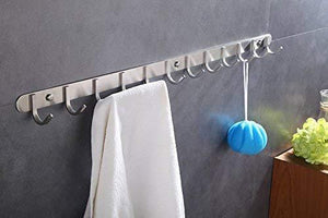 Organize with hook coat rack with 12 square hooks modern wall mounted ultra durable with solid steel construction brushed stainless steel finish super easy installation rust and water proof