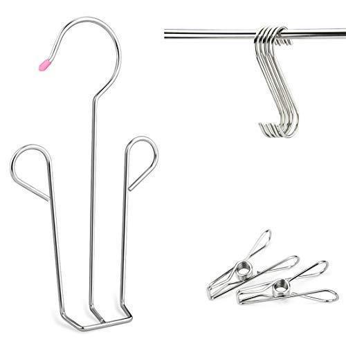 Budget friendly megoday classico stainless steel closet organizer hanger for shoes 2 piece set metal clothespins s hook 2 piece set free