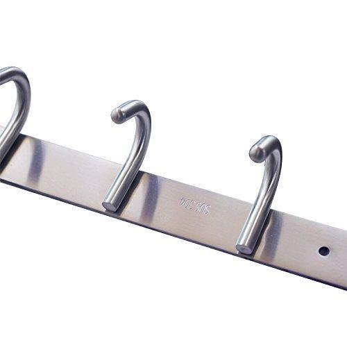 Best seller  coat hook rack with 8 round hooks premium modern wall mounted ultra durable with solid steel construction brushed stainless steel finish super easy installation rust and water proof