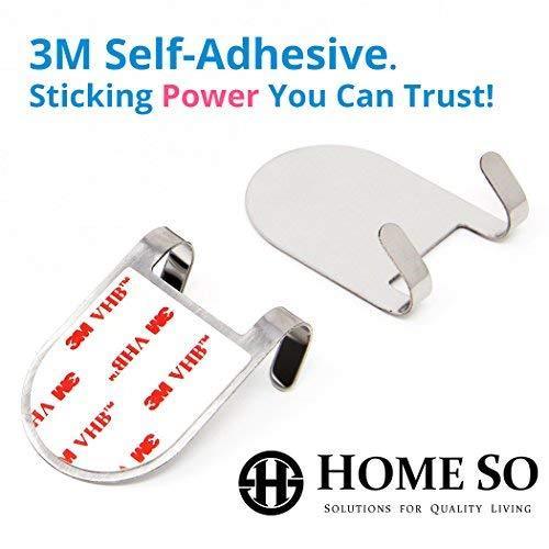 Best seller  3m adhesive all purpose hooks by home so heavy duty hook hanger sticks anywhere holds anything towels keys coats loofahs wreath jacket hat clothing pack of 4 stainless steel chrome