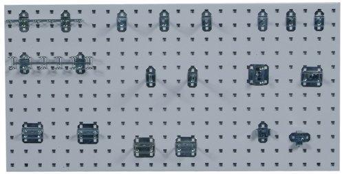 New triton products1 18 in w x 36 in h x 9 16 in d white epoxy 18 gauge steel square hole pegboards with 18 pc lochook assortment and includes mounting hardware