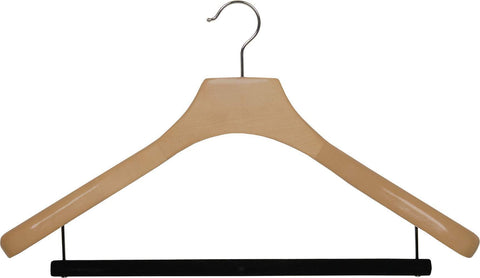 Buy now deluxe wooden suit hanger with velvet bar natural finish chrome swivel hook large 2 inch wide contoured coat jacket hangers set of 24 by the great american hanger company