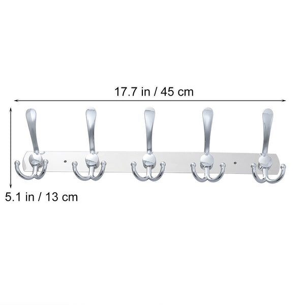 Get toymytoy 2pcs wall mounted coat hook 2 pack rack with 5 stainless steel hat hanger