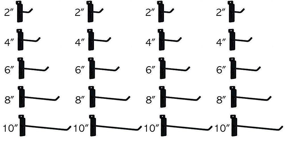 Amazon best only hangers commercial grade slatwall hooks combo pack of 25 assorted size peg hooks for slatwall 5 of each 2 4 6 8 and 10 hooks fð¾ur pañ�k