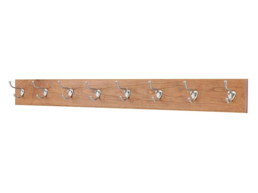 Shop here pegandrail cherry coat rack with satin nickle hat and coat style hooks 4 5 ultra wide cherry 52 x 4 5 with 10 hooks