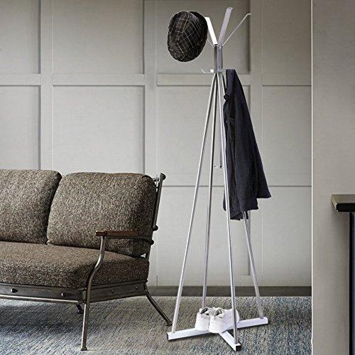 Online shopping wilshine coat tree heavy sturdy metal coat rack with umbrella stand coat racks free standing with 8 hooks silver white
