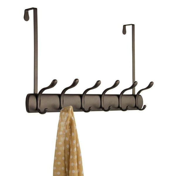 Amazon best mdesign decorative over door long easy reach 12 hook metal storage organizer rack to hang jackets coats hoodies clothing hats scarves purses leashes bath towels robes 2 pack bronze