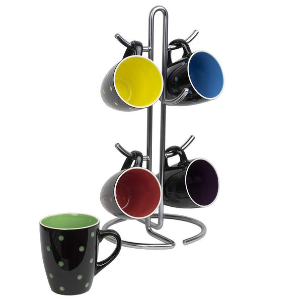 Explore home basics 6 hook steel mug tree holder organizer satin chrome