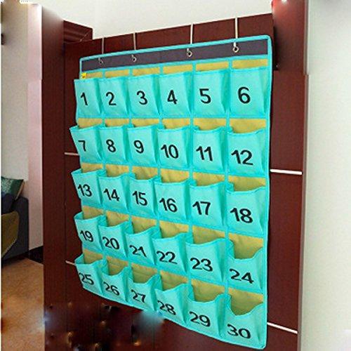 Selection lecent numberes classroom pocket chart for cell phones business cards 30 pockets wall door closet mobile hanging storage bag organizer with hooks