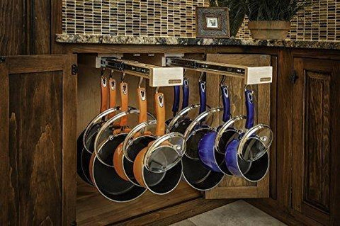 Storage dual ing glideware cookware organizer with 14 hooks by glideware llc