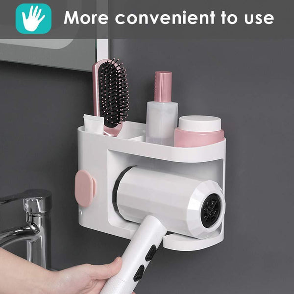Amazon best aritan wall mounted hair dryer holder rack no drilling styling tool organizer storage basket for bathroom give 10 hooks 1 soap holder