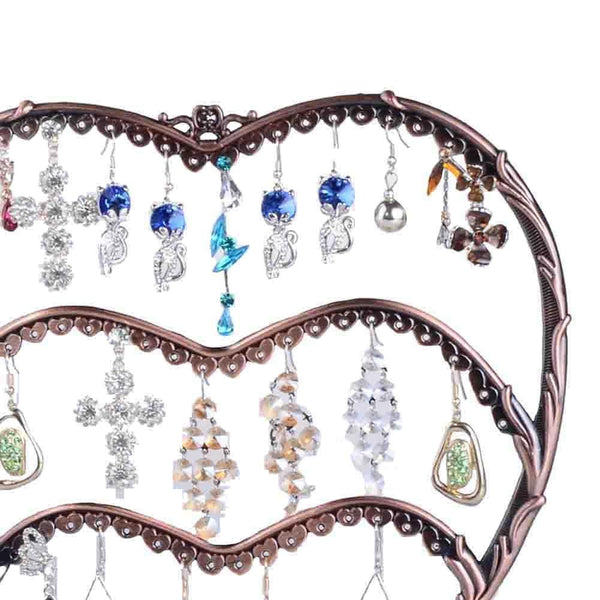 The best earring display botitu 11 inch tall jewelry holder with 58 hooks and 3 tiers earring holder for girls and women jewelry tree perfect for dresser nightstand and countertop jewelry display copper