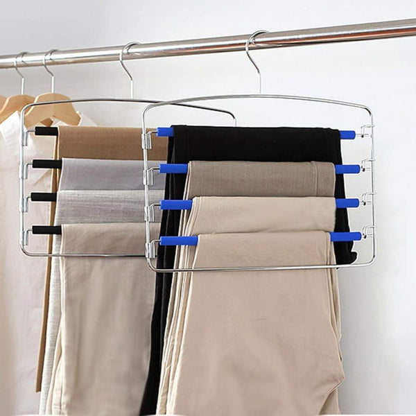 Organize with rosinking slack hangers swing arm pants 2 pack multi layers removeable stainless steel scarf slack hangers non slip clothes rack with foam padded rotatable hook closet space saving organizer