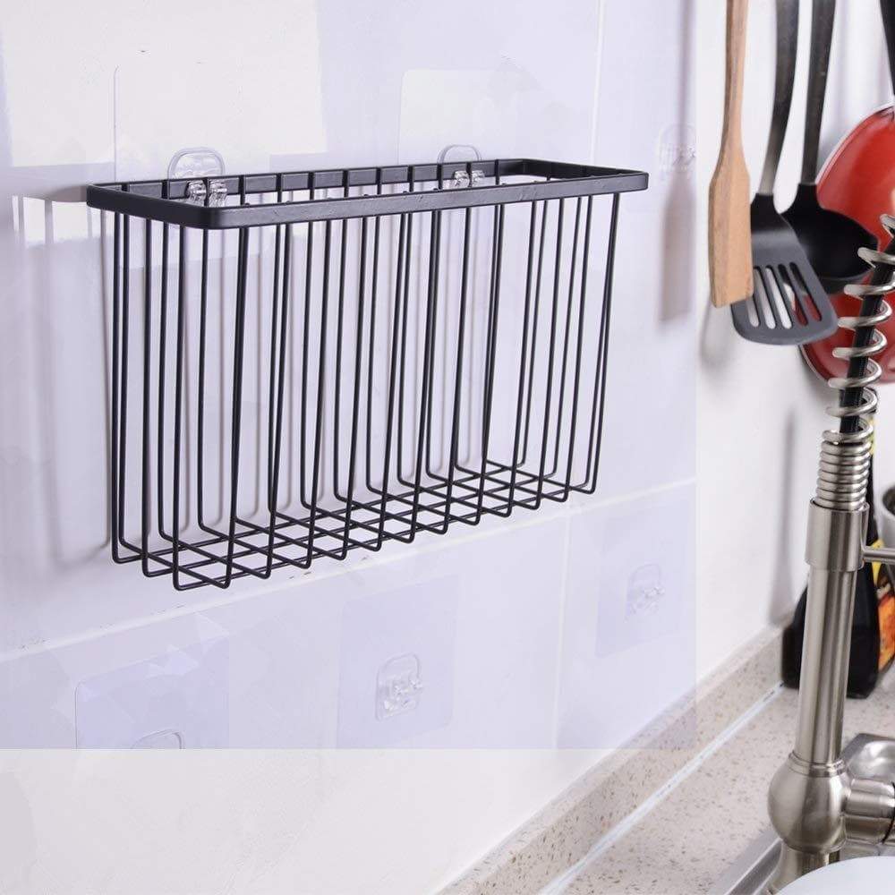 Order now over the cabinet door organizer holder einfagood over the cabinet basket with adhesive pads and 2 adhesive hooks black coat 2 pack 1 door basket