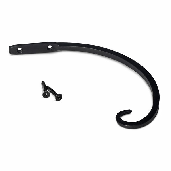 Explore gray bunny gb 6848 hand forged curved hook 8 5 inch black downturned hanger for bird feeders planters lanterns wind chimes as wall brackets and more