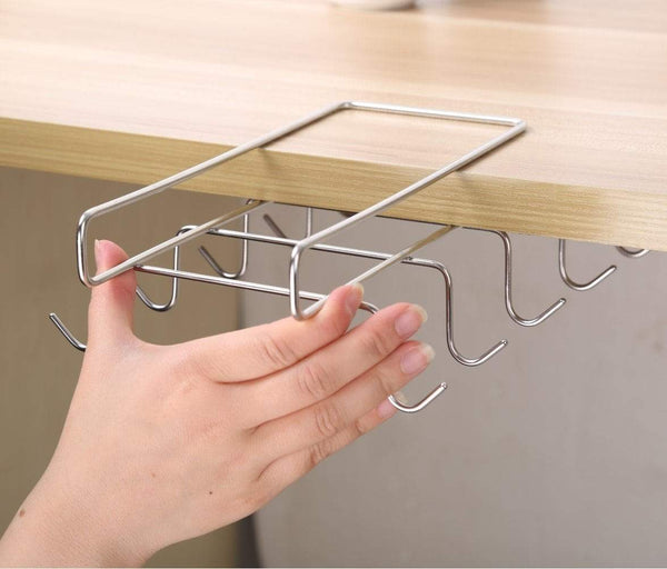 New bafvt coffee mug holder 304 stainless steel cup rack under cabinet 10hooks fit for the cabinet 0 8 or less