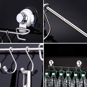Explore yamazihd strong stainless steel towel shower rack hook vacuum suction cup wall mounted rack bar rail hanger with 6 sliding hooks for kitchen and bathroom tools