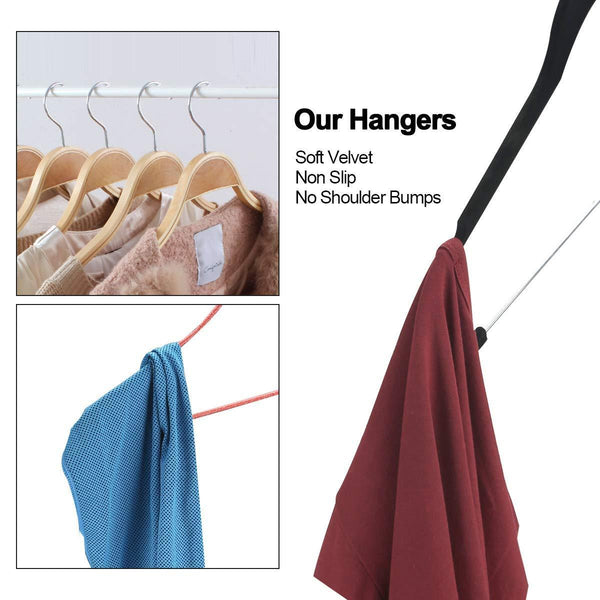 Selection yikalu clothes hangers with clips 20 pack velvet hangers non slip hangers premium ultra thin for pants hangers skirt hangers with swivel hooksblack