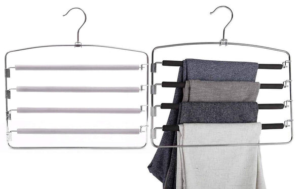 Featured knocbel pants clothes hanger closet organizer 4 layers non slip swing arm hangers hook rack for slacks jeans trousers skirts scarf 2 pack beige 1