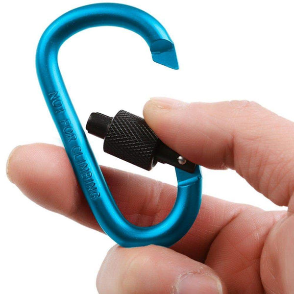 Exclusive yucool 10 pack aluminum d ring carabiners d shape keychain clips hook spring loaded for camping hiking fishing with 10 stainless steel wire keychains 10 key rings multi color