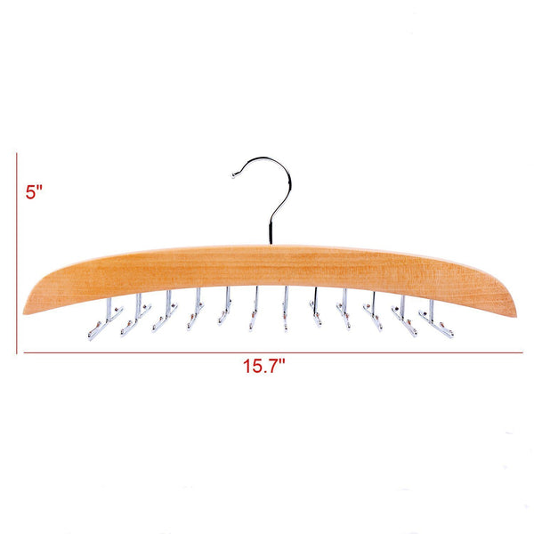 Try ohuhu wooden tie hanger rotating twirl 24 ties organizer rack hanger holder hook 2 pack