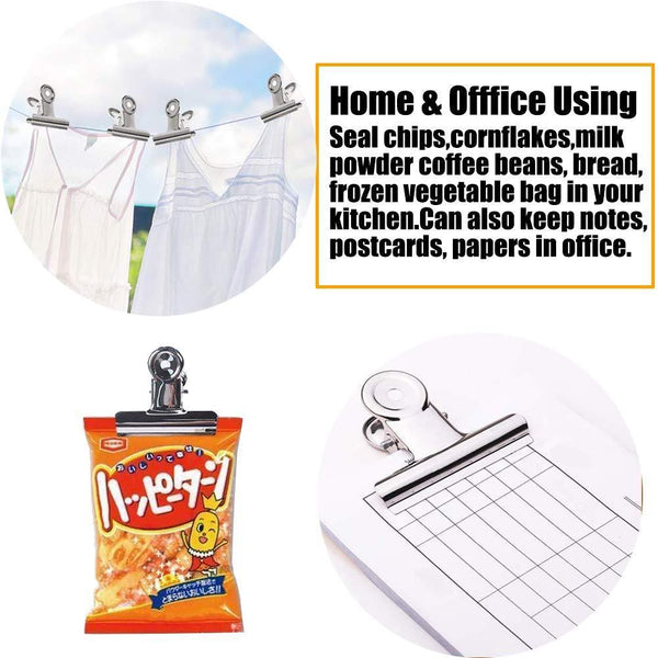Buy chip bag clips food clips heavy duty clips for bag cloth silver all purpose air tight seal good grip clips cubicle hooks clips 2 16 wide clips hinge clamp file binder clips office home 20 pack