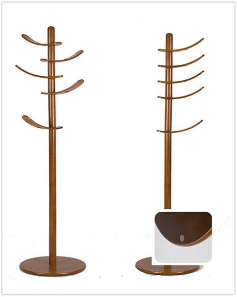 Products yakers collection sturdy free standing coat rack with 6 sail rotated hooks round base rubber wood hall tree for kids walnut