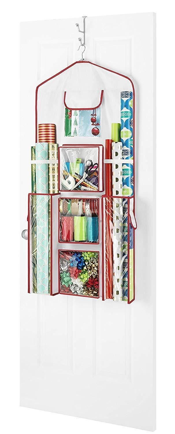 Discover the best whitmor gift wrap organizer space saving and storage solution for wrapping paper ribbons craft supplies and more can hold 40 rolls of gift wrap 4 extra pockets and sturdy hanging hook