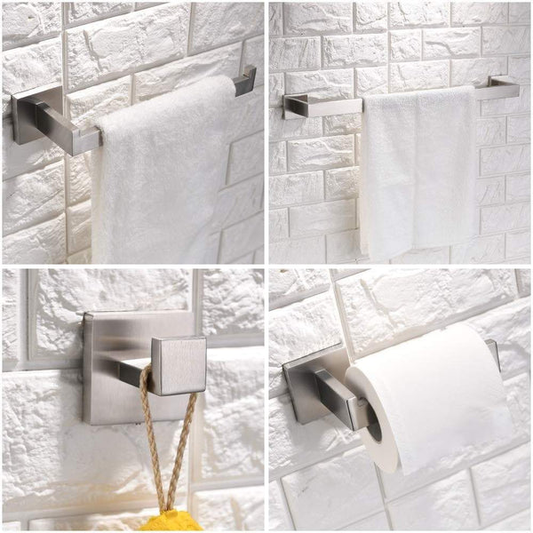 Organize with turs contemporary 4 piece bathroom hardware set towel hook towel bar toilet paper holder tower holder sus 304 stainless steel wall mounted brushed