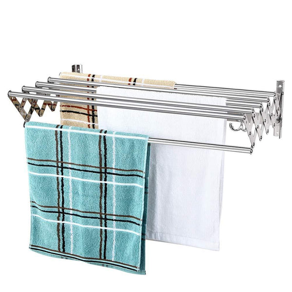 Home merya folding clothes drying rack wall mount retractable 304 stainless steel laundry drying rack bathroom towel rack with hooks rustproof space saving clothes hanger rack for indoor outdoor use