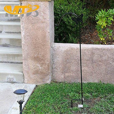 Kitchen mtb shepherd hook 64 inch butterfly style black strong rust resistant steel ideal for hanging planter bird feeders lanterns solar lights mason jars hummingbird feeder hanger shepherds hook 2 pack