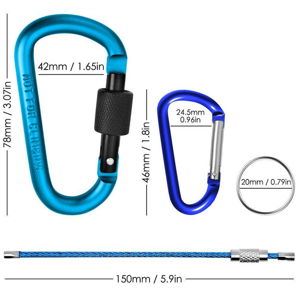 Featured yucool 10 pack aluminum d ring carabiners d shape keychain clips hook spring loaded for camping hiking fishing with 10 stainless steel wire keychains 10 key rings multi color
