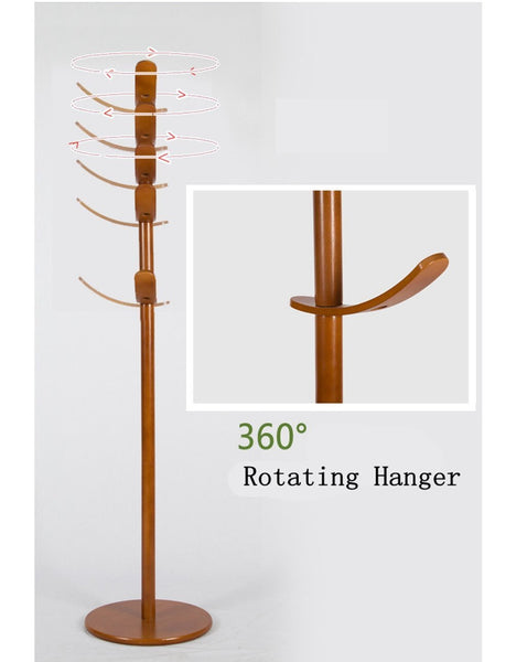 Related yakers collection sturdy free standing coat rack with 6 sail rotated hooks round base rubber wood hall tree for kids walnut