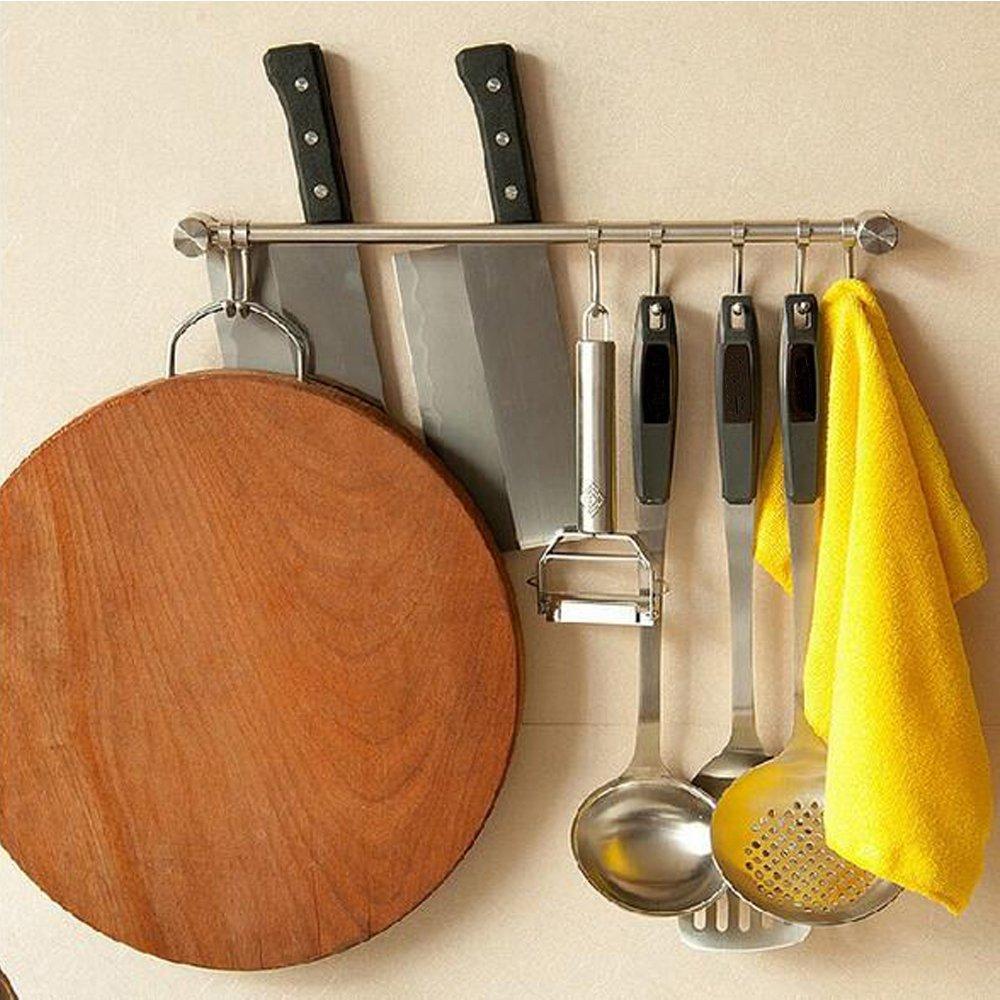 Purchase pan pot hanger hooks rack ulifestar wall mout stainless steel kitchen utensil organizer storage lid holder rest 15rail rod with 7 hanging hooks 1