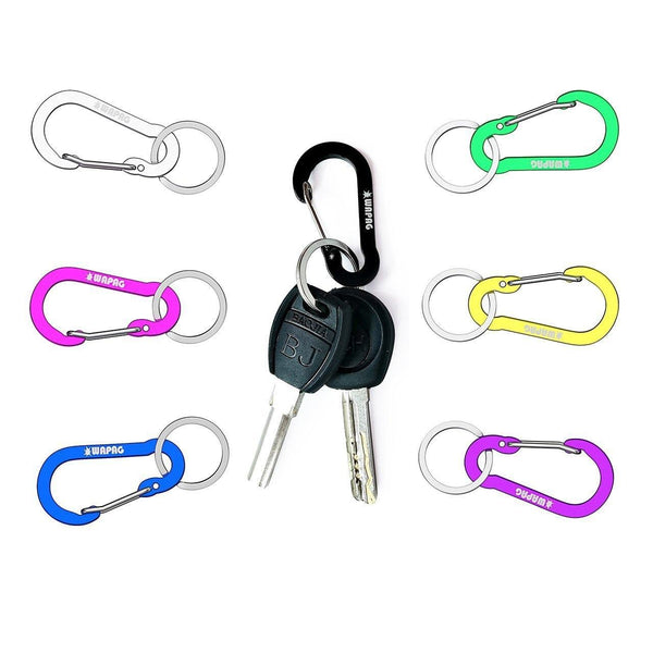 Buy now wapag carabiner clip 2inch aluminum flat gourd shape mini spring hook keychain keyring for keys small items daily life hammocks camping hiking running accessories 21color