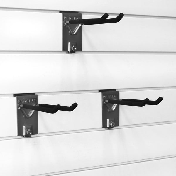 Organize with proslat 13010 double 8 inch locking hooks designed for proslat pvc slatwall 3 pack